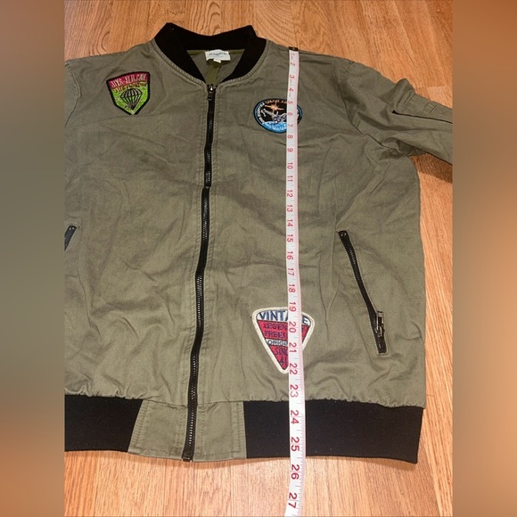 HAYDEN LA- Patchwork Bomber Jacket, Olive Green, Size Size S - Picture 5 of 6